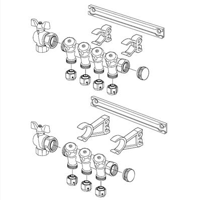 Manifold with Isolating Taps 2 Way - 2 Way - 3/4”